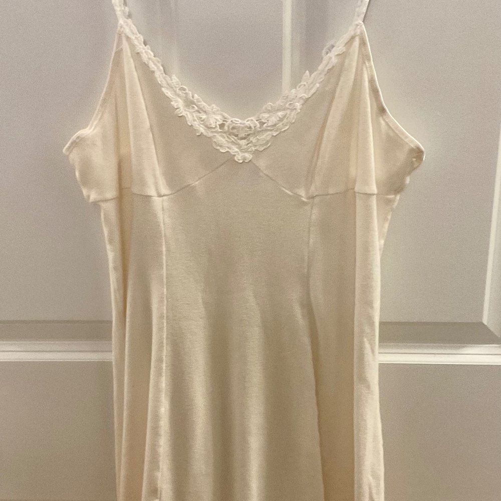 Victoria's Secret Cream Lace-Trim Slip Dress
